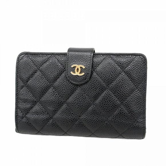 Chanel Matelasse Caviar Leather Wallet, Black, Women's - Picture 1 of 16